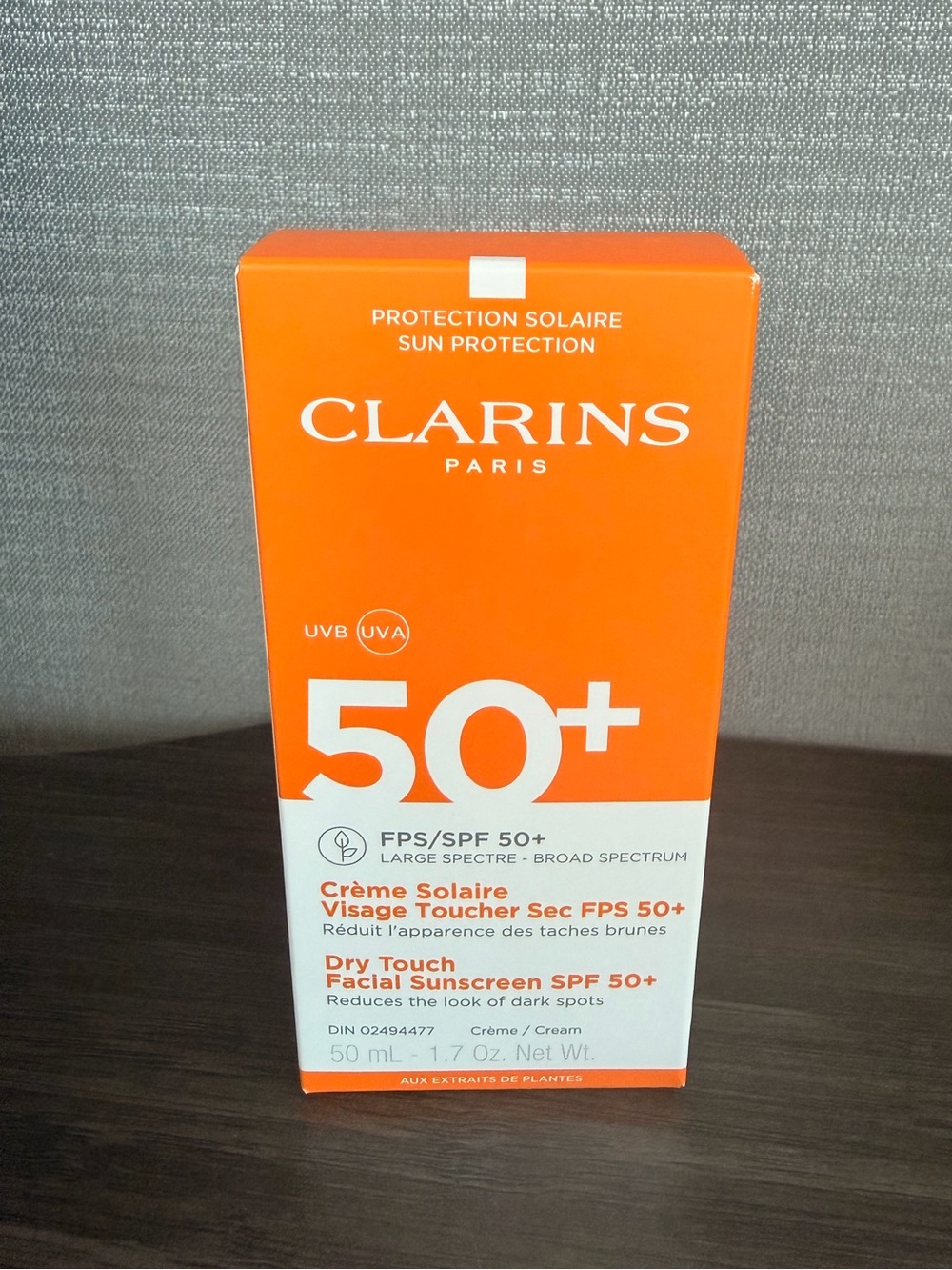 Clarins facial sun screen with SPF 50+